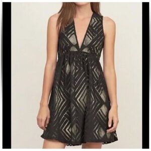 Abercrombie & Fitch black and metallic gold underlay sleeveless mini dress S